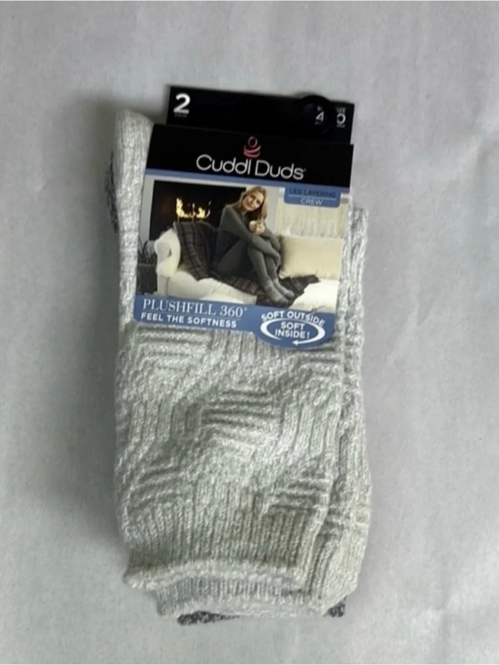 New Cuddl Duds Socks Women’s 2 Pack Gray Soft Leg Layering Crew Socks Casual